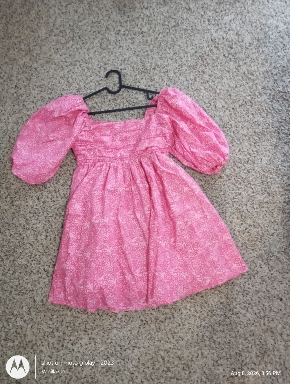 Abercrombie & Fitch Emerson Poplin Puff Sleeve Mini Dress Pink Medium - Picture 2 of 7